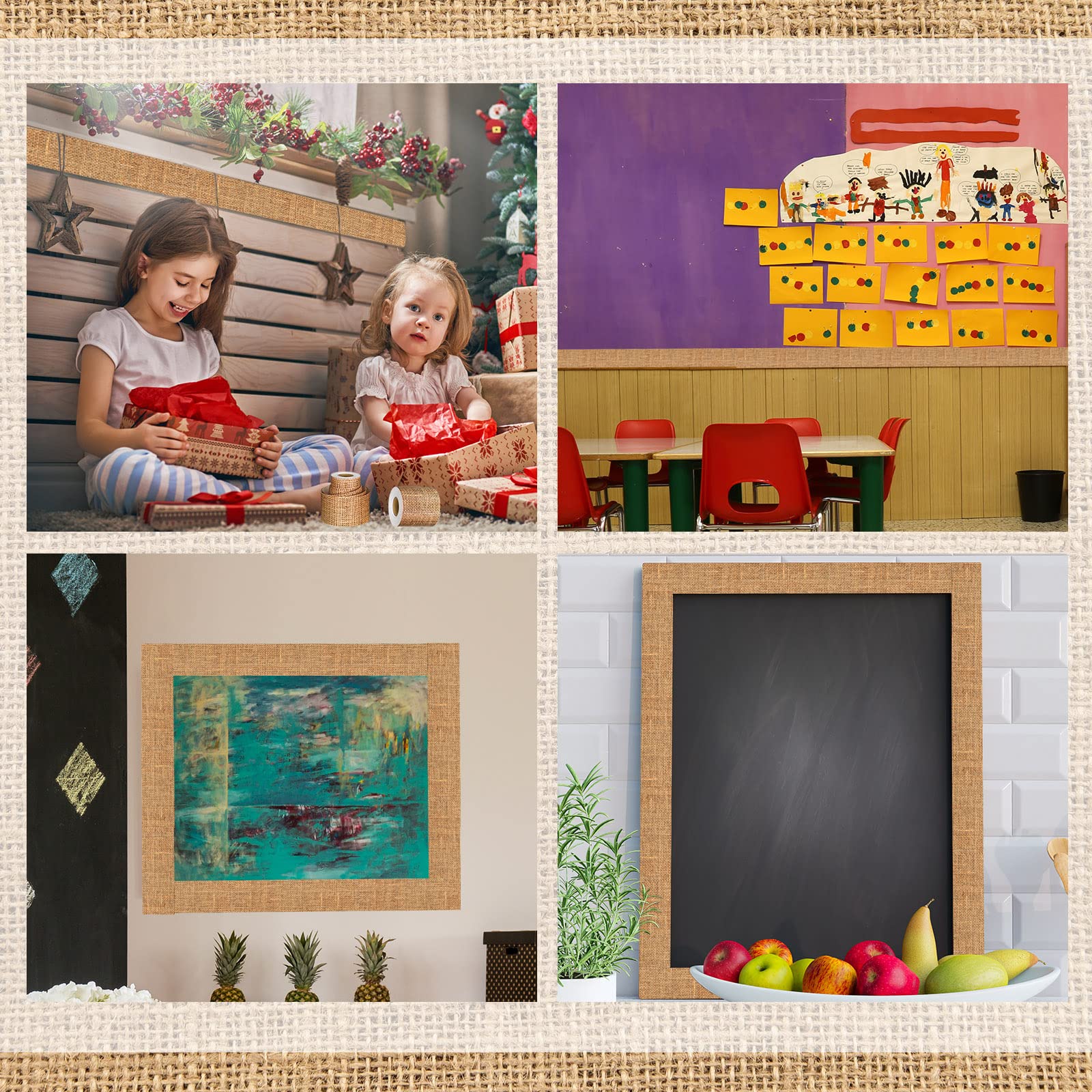 Yexiya Burlap Bulletin Board Borders - 65.6ft Scalloped Trim For Classroom & Office Decor
