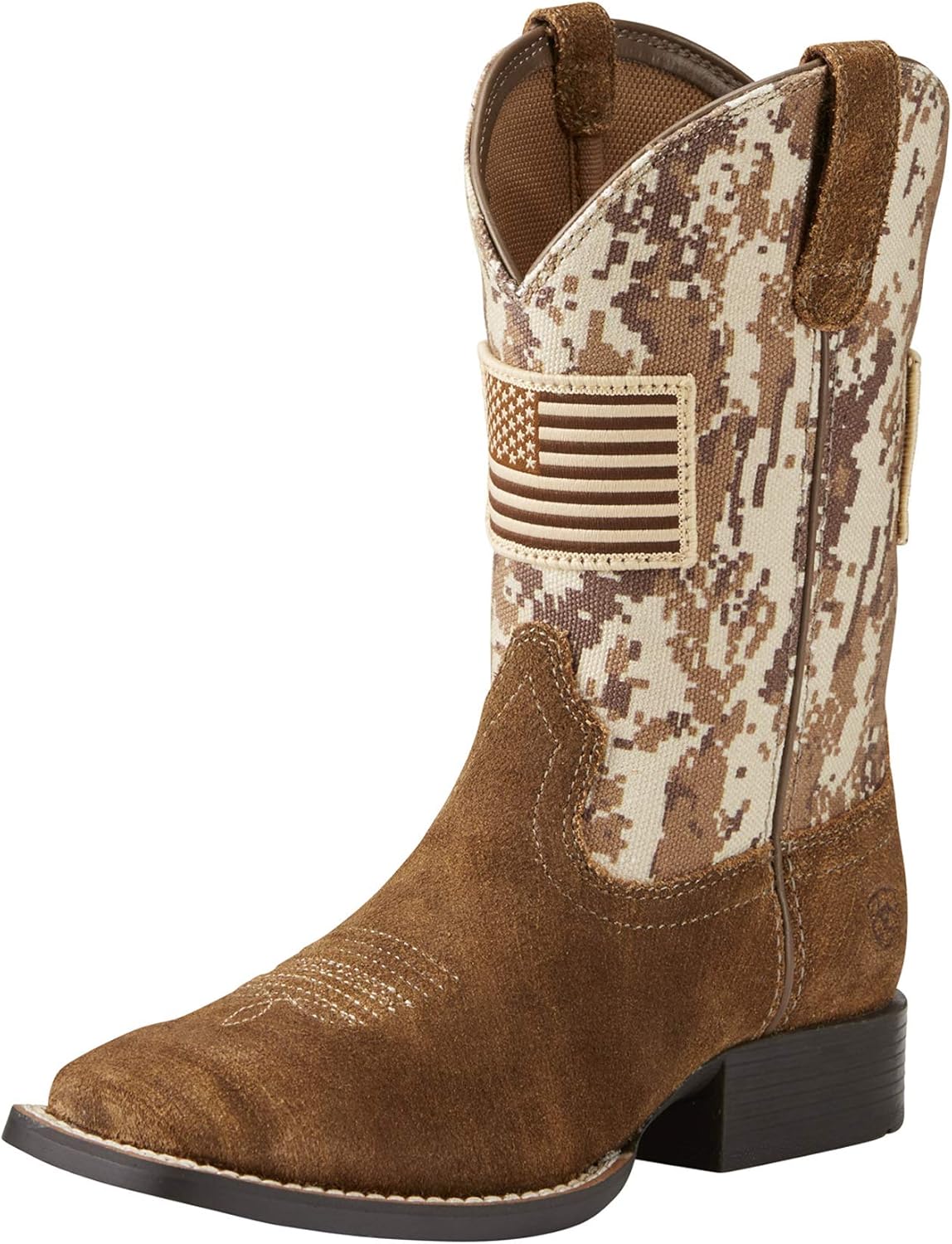 Ariat Patriot Western Boot Antique Mocha Washed Suede/Sand Camo Print 10