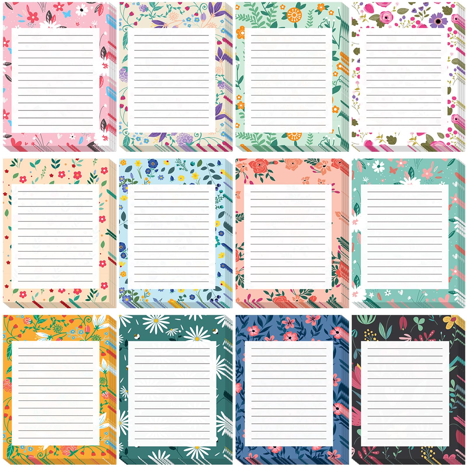 12 Pieces Flower Theme Sticky Notes Flower to Do List 3x4 Inch Floral Memo Pads for Floral Gift Adhesive Notepads for Office Home School Party Supplies Birthday Gift, 12 Styles