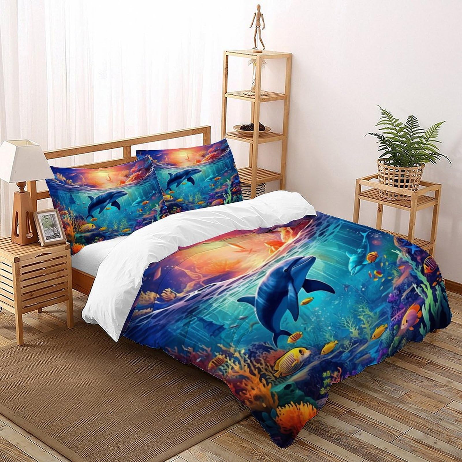 Parure de couette Shark 200x200 cm en microfibre avec 2 taies