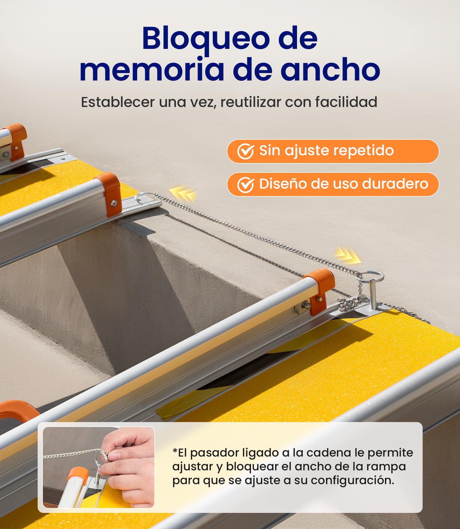VOCIC CP31 Rampa para silla de ruedas para escaleras 92-152 cm, rampa para silla de ruedas portátil | Rampa telescópica plegable de aluminio para sillas de ruedas, solo 7 kg, rampa de carga hasta 300 kg, color amarillo