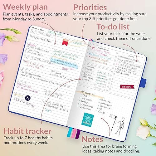 Miniatura 3 de GoGirl Planner - Agenda y organizador para mujeres, sin fechas, comienza en cualquier momento, dura 1 año, 13.4 x 19.5 centímetros.