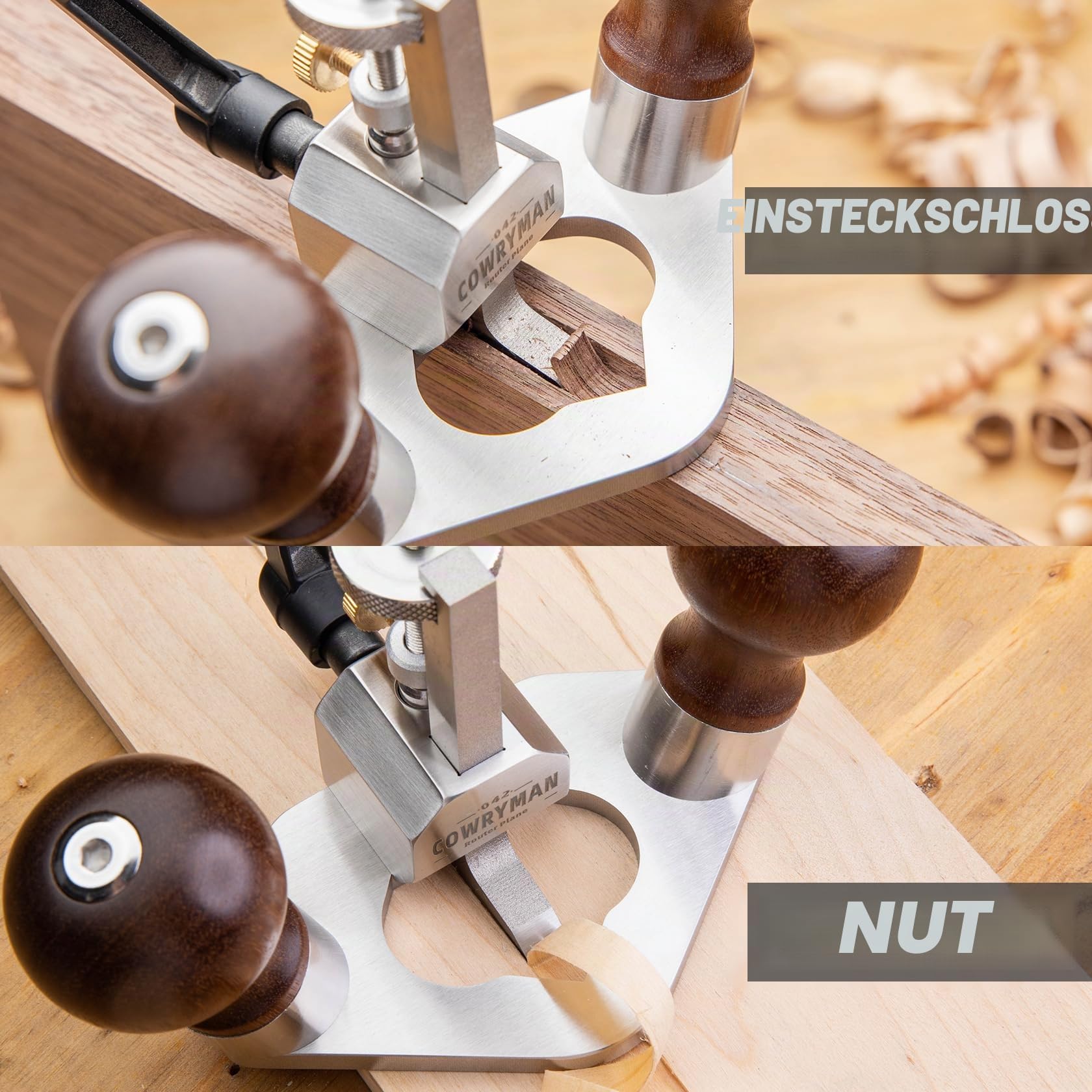 042 Grundhobel mit L-förmigem 8-mm-HSS | Einteiliges L-förmiges HSS-Eisen, Anschlagring, 25 mm Arbeitstiefe, für Ecken, Kanten und Scharnieraussparungen