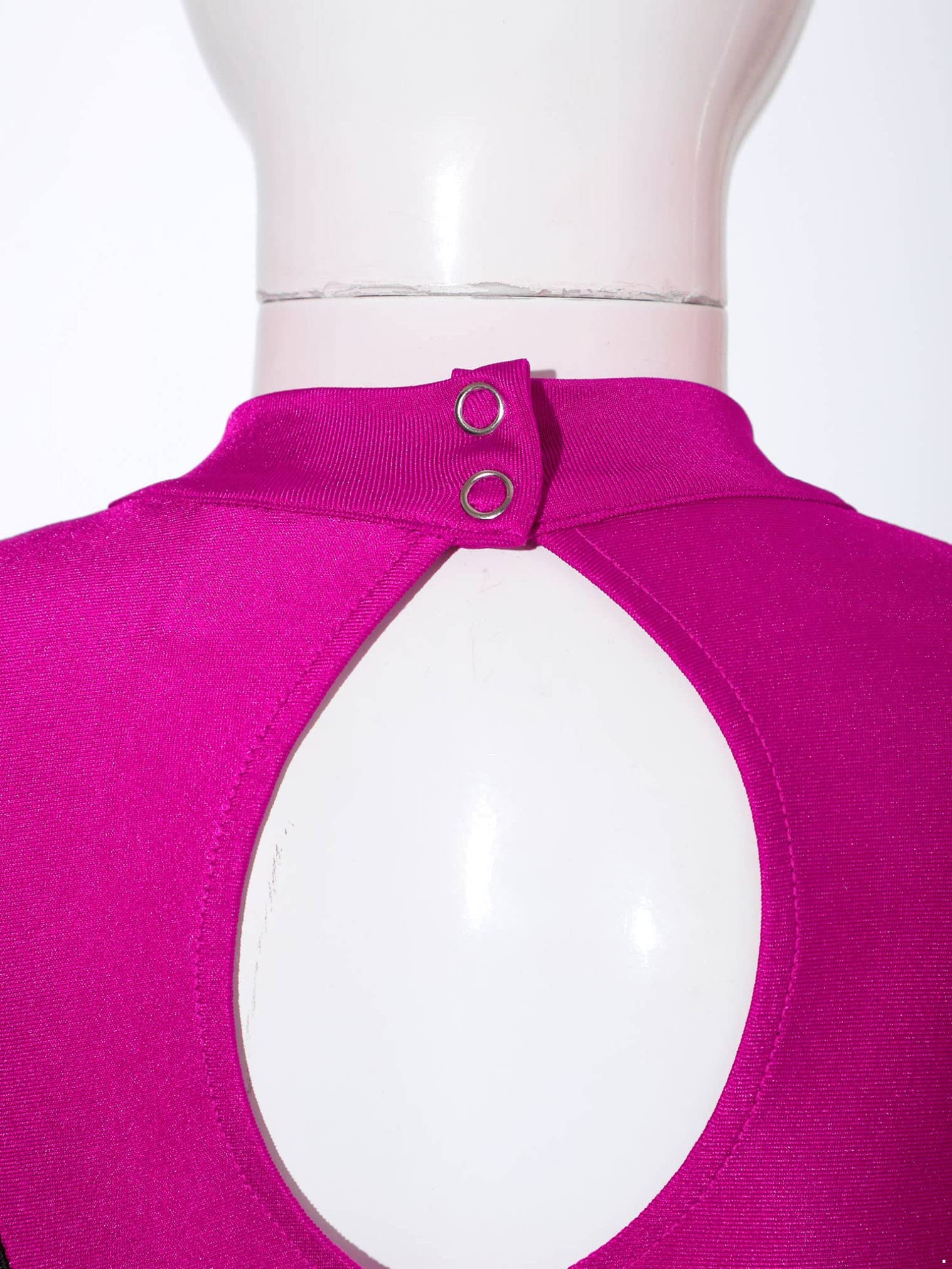 JEATHA Mädchen Glänzend Gymnastik Leotards Ballett Trikot Body Langarm Turnbody Tanz-Body Stehkragen Gymnastikbody Ballettbody Gymnastikanzug