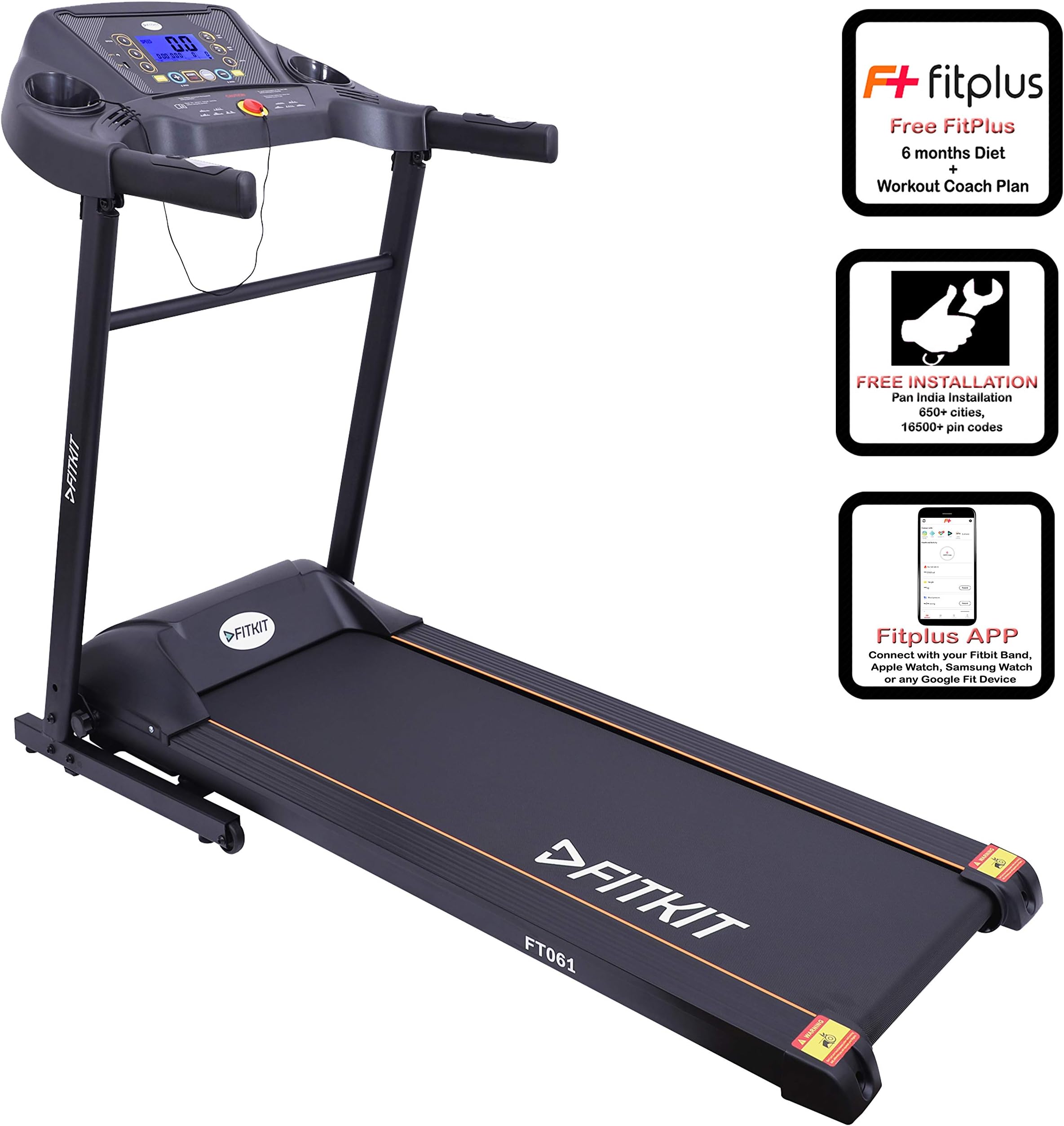 Fitkit FT061 (1.75 HP Peak) Motorized Treadmill with Free Dietitian,Personal Trainer, Doctor Consultation and Installation Services