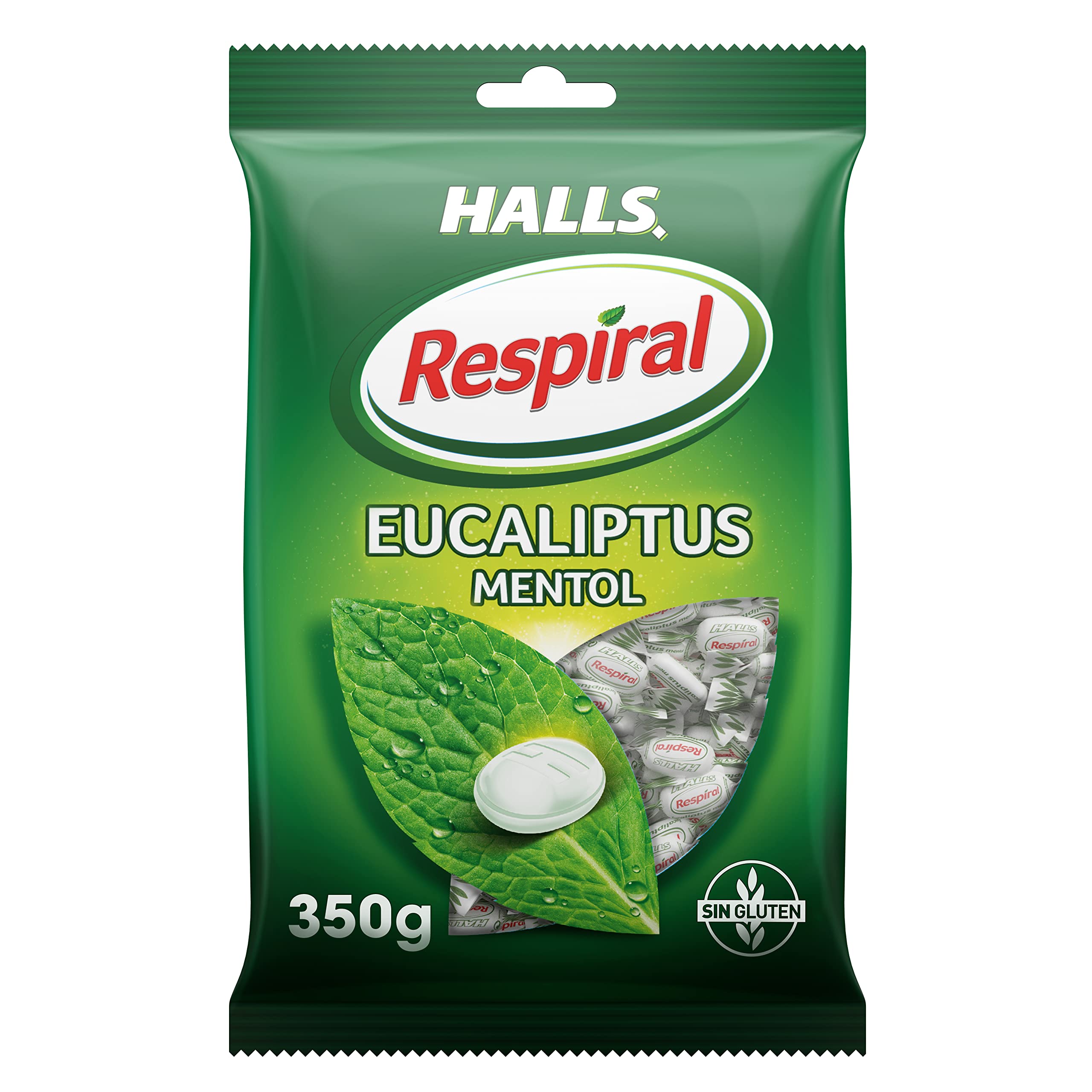 Halls Respiral Caramelos Sabor Mentol, Sin Gluten, Bolsa de 350 gr