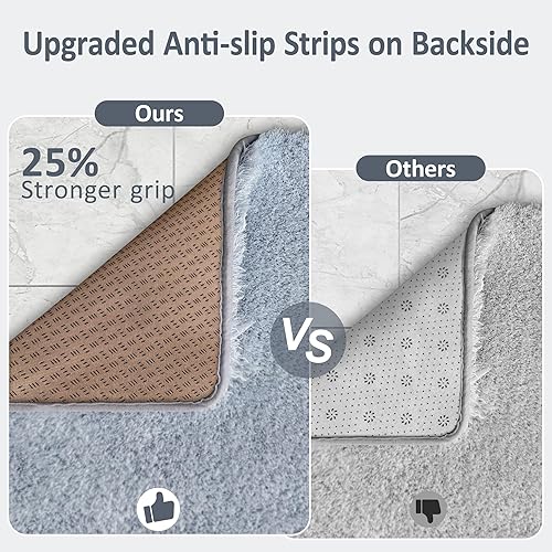 Miniatura 6 de Alfombras de baño antideslizantes de 24 x 16 pulgadas, absorbentes, de secado rápido, alfombras de baño de microfibra peluda, felpa extrasuave,