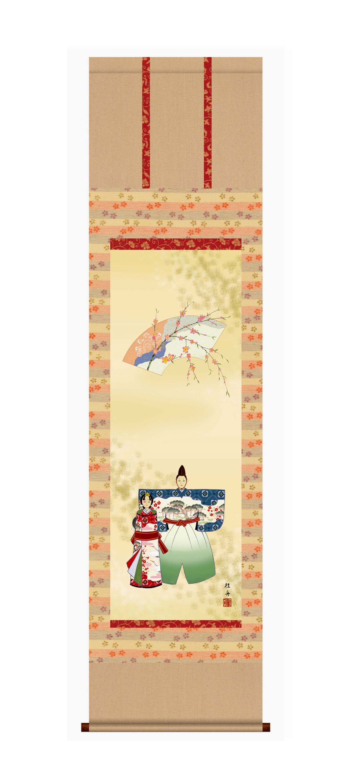 Amazon.co.jp: 長江 桂舟 桃の節句(雛祭り)尺三掛軸 「立雛」 MF1-152