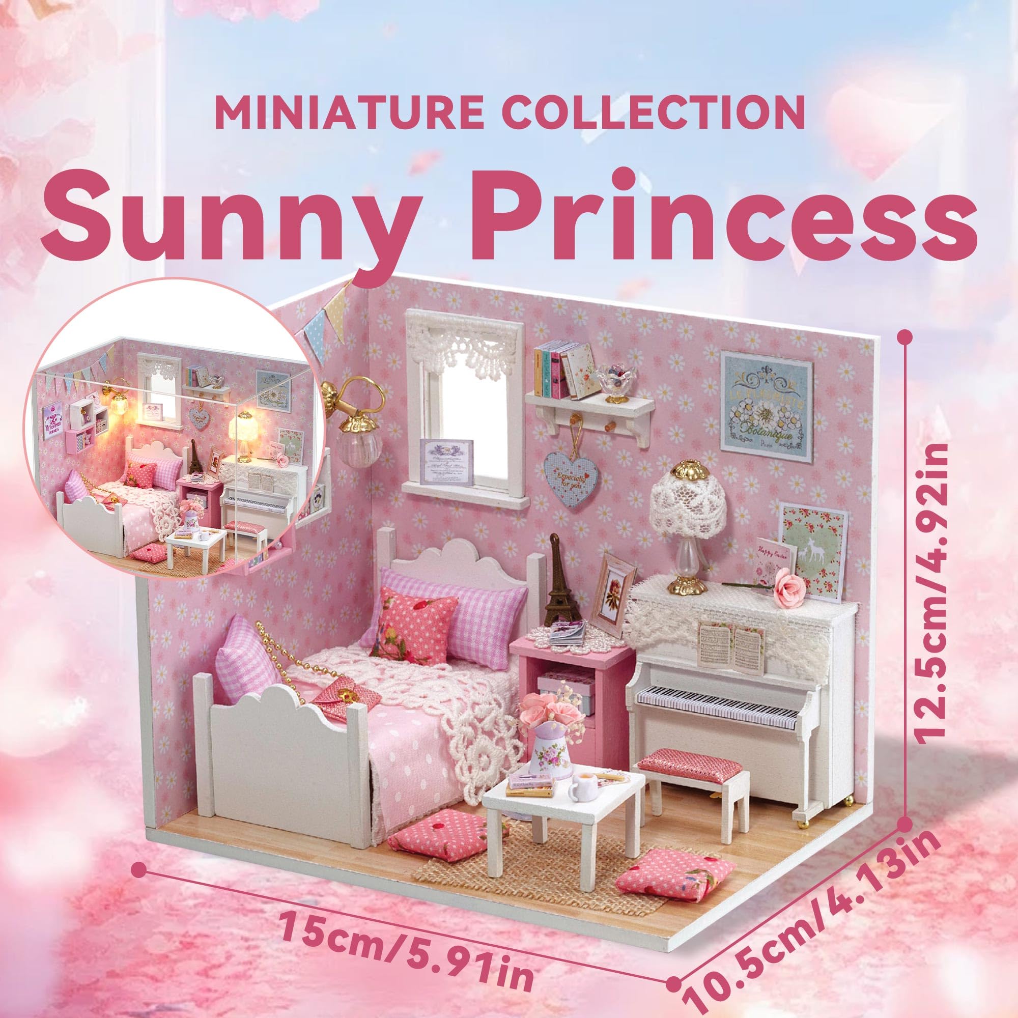 Kit de casa en miniatura, kit de casa pequeña con luz LED, mini kits de manualidades de construcción de casa para adultos y adolescentes, decoración del hogar, regalo creativo para familias 2