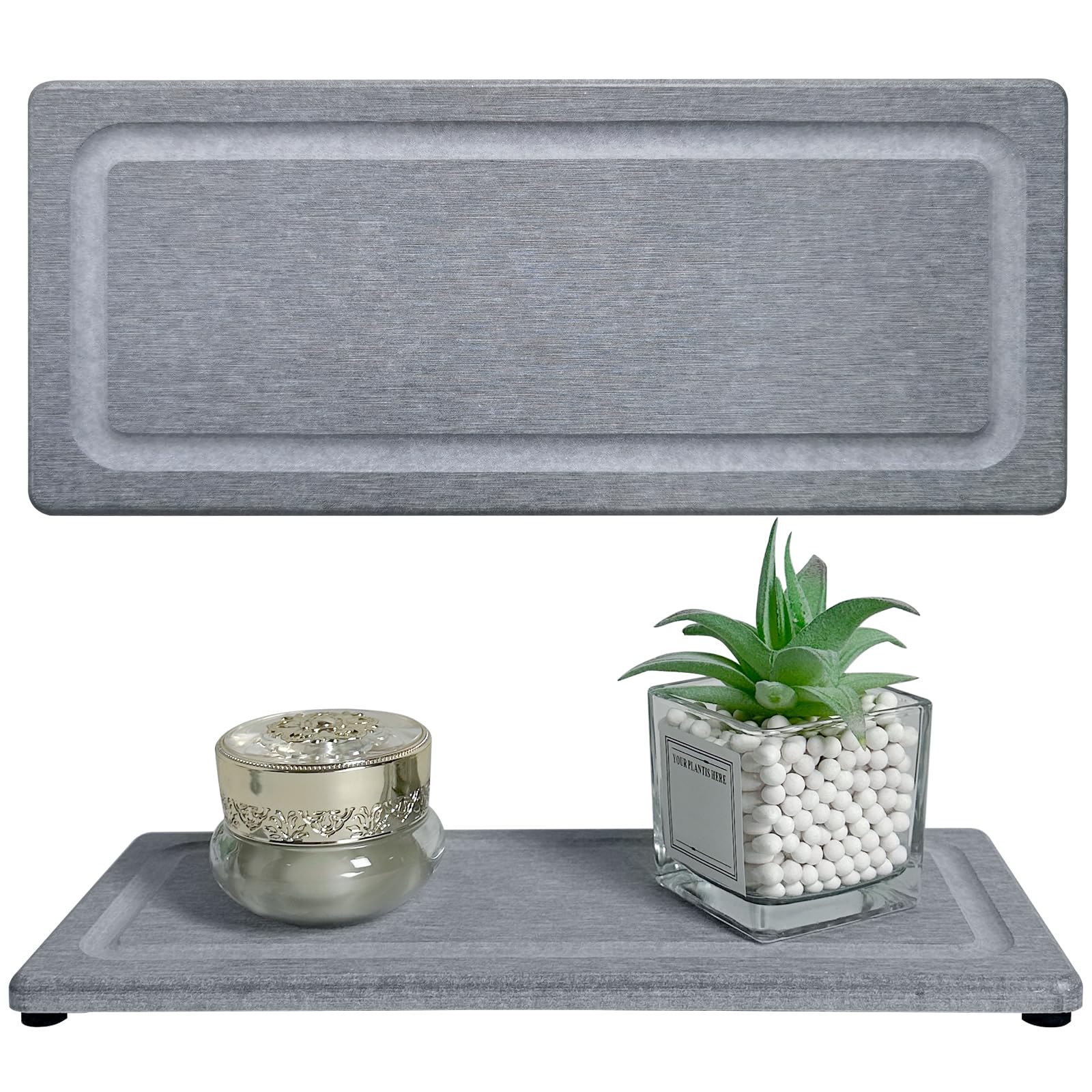 2 PCS Water Absorbing Stone Trays for Bathroom Sink & Kitchen Counter, Fast-Drying Diatomite Sink Coasters, Vanity Tray, Hand Soap Holder with