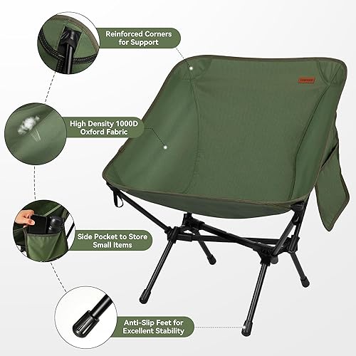 Miniatura 5 de TOBTOS Silla de camping ultraligera, silla plegable portátil, silla de camping compacta con bolsa de transporte para campamento al aire libre,