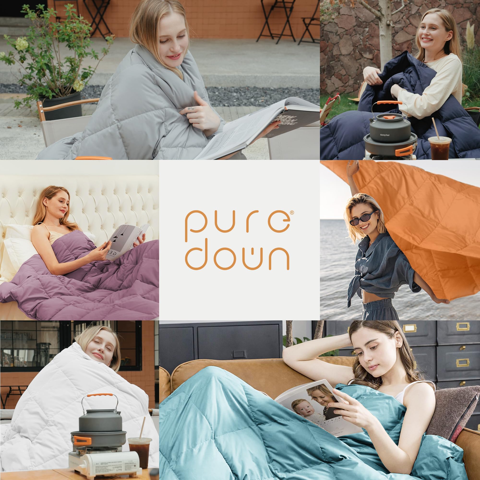 Amazon｜puredown® ソフトフェザーダウンスローブランケット 軽量