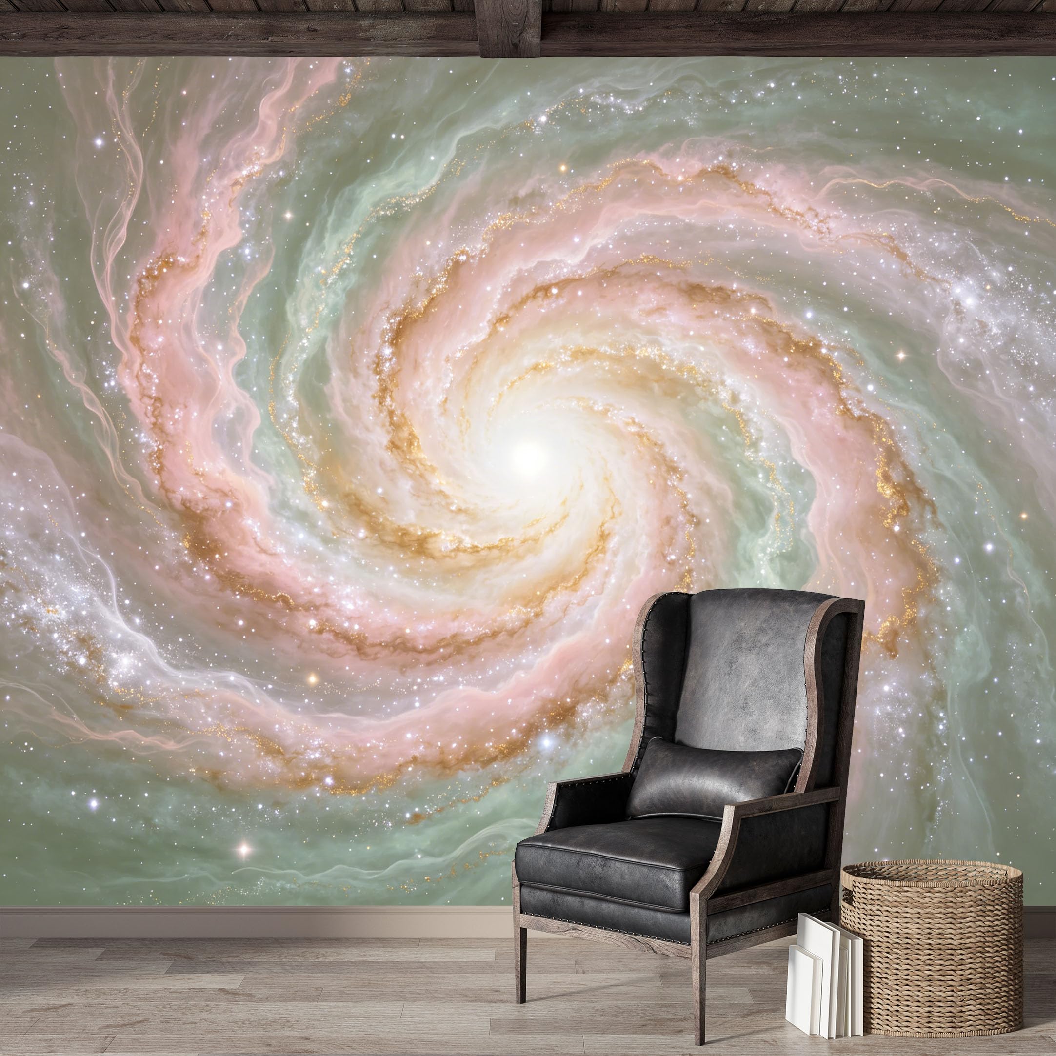Custom Size Wall Mural,Swirling Nebula Cosmic Space Pastel Swirl Premium Water Activated SelfAdhesive Wallpaper,Removable Wall Covering,Easy DIY Install Wall Art for Indoor Home Decor