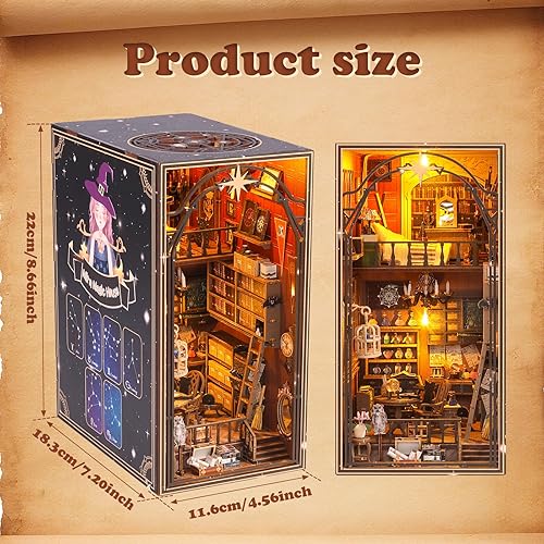 Miniatura 2 de Kit de rincón de libros para adultos y adolescentes, kit de bricolaje en miniatura para decoración de estantería, rompecabezas de madera 3D para