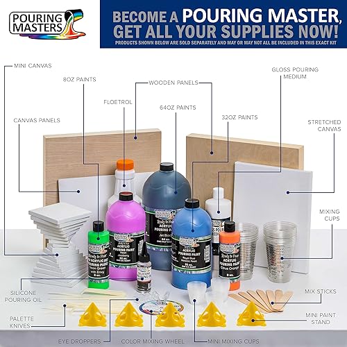 Miniatura 6 de Pintura acrílica para verter, blanco titanio, Pouring Masters - listo para verter  Premium, 32 onzas, pre-mezclado a base de agua  para lienzo,