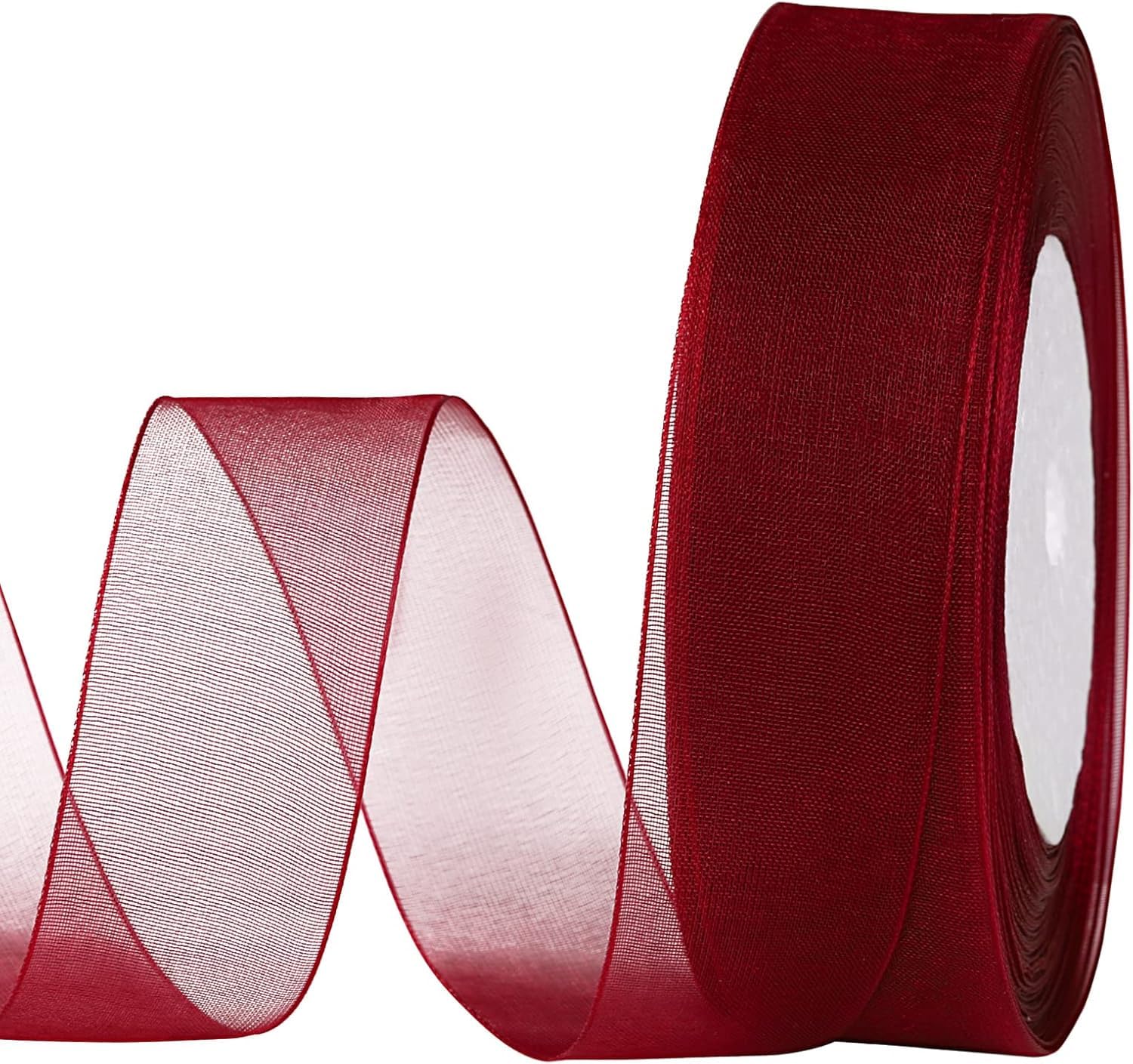 IMPRINT Organaza Sheer Wine Red Ribbon, 1 Inch Wide, 35 Metre Roll