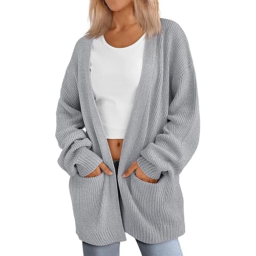 LILLUSORY Womens Oversized Cardigans Soft Knit Cardigan Sweater with Pockets