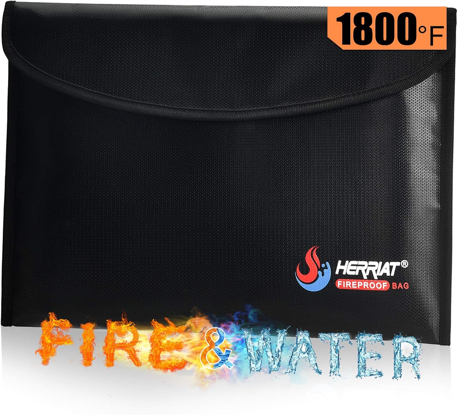 Fireproof Document Bag with 4-Layers Protection, 14.5‘’ⅹ11’’ Waterproof and Fireproof Safe Money Bag Storage for Cash, File, Portable Charger,CD,External Hard Drive with Zipper,Black