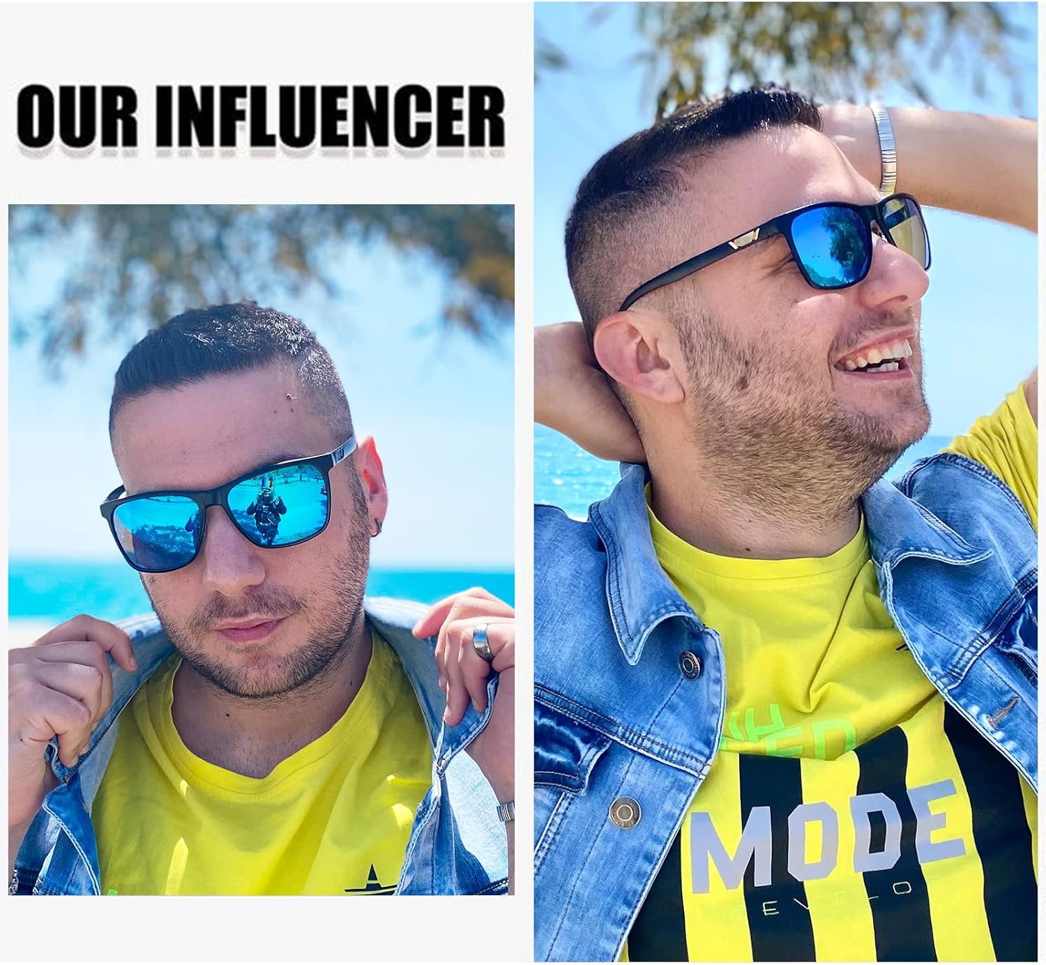 DUCO Mens Sunglasses Polarized UV Protection Retro Rectangular Frame Sun Glasses for Driving Fishing 100% UV Blocking 3029H