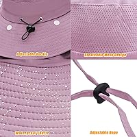 Vista 5 de Sombrero de pesca para hombres y mujeres, sombrero de ala ancha con protección solar UV para exteriores con cubierta facial y solapa para el cuello