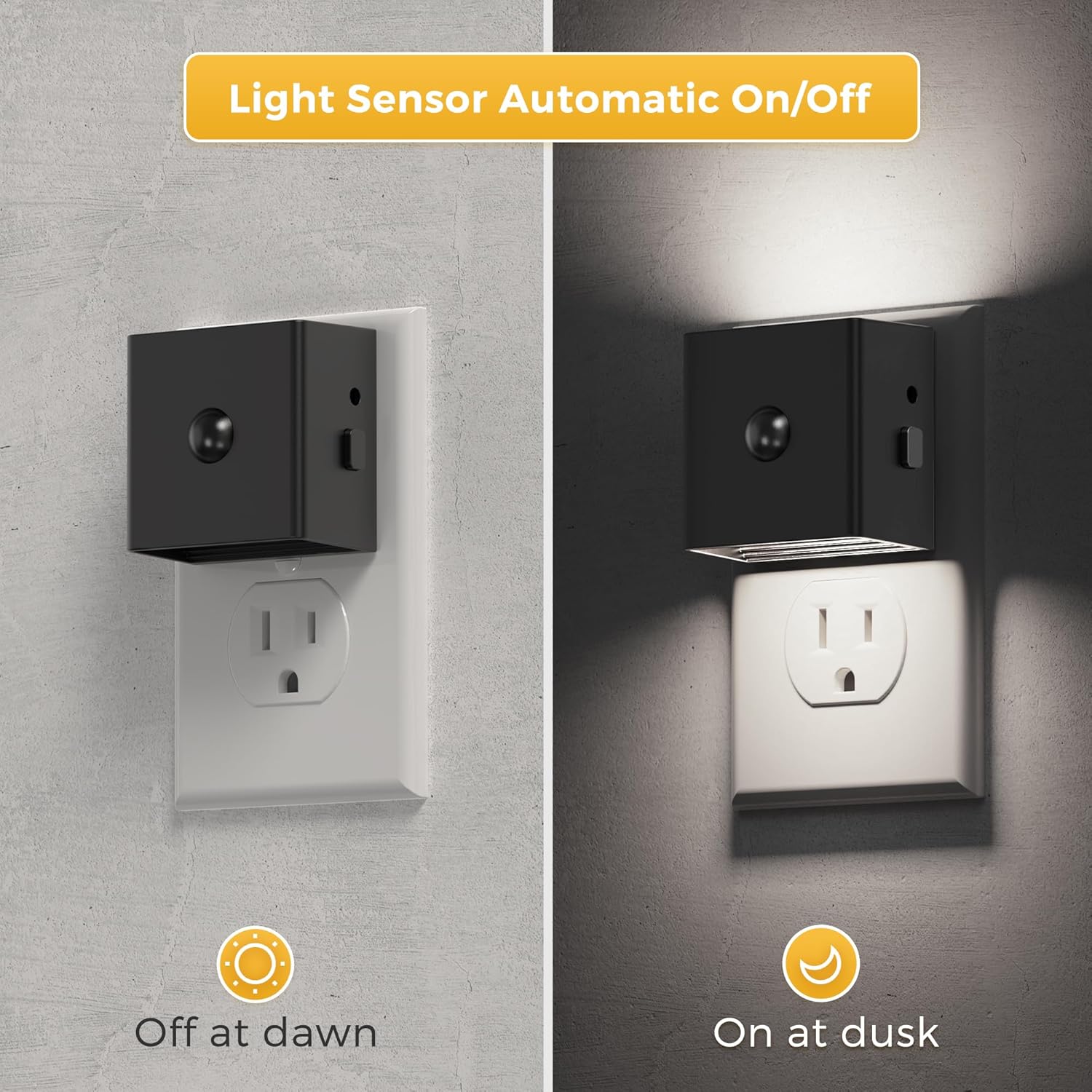 L LOHAS LED Motion Sensor Night Light, [4-Pack] Motion Activated Night Light, Motion Sensor and Dusk to Dawn Sensor, Brightness Adjustable, 5000K Daylight White Nightlight for Bathroom Hallway Kitchen