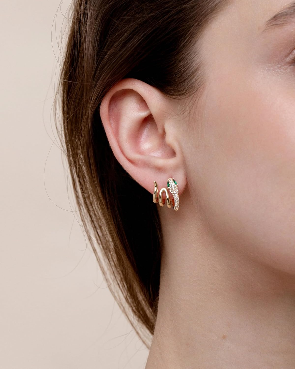 Snake Earrings, 14K Gold/Silver Plated Dainty Stud Earrings Simple Hypoallergenic Gothic Dangle Earrings Jewelry for Women - Image 3