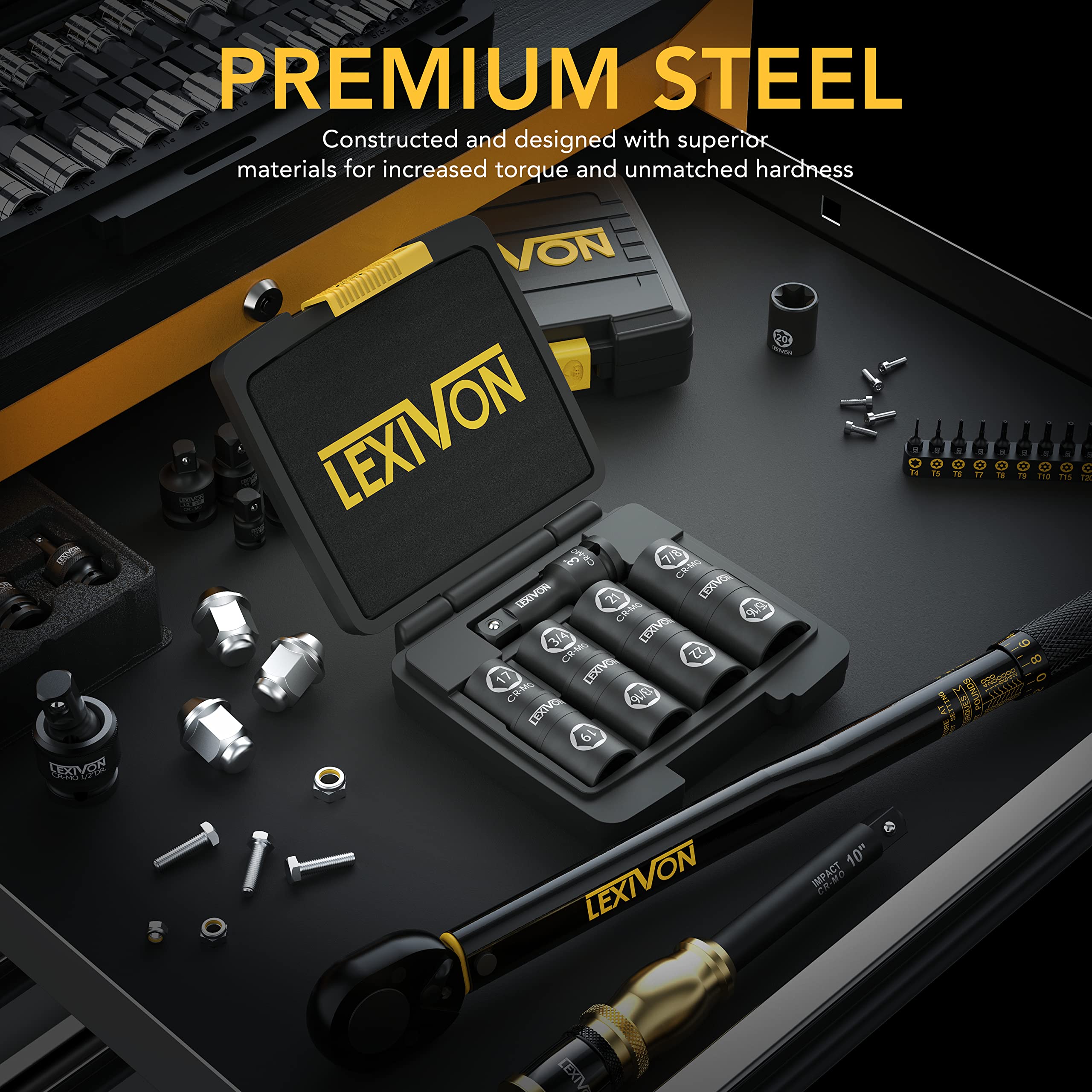 LEXIVON Lug Nut Impact Socket Set, 1/2Inch