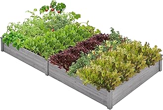 Yaheetech8×4ft Wooden Horticulture Raised Garden Bed Divisible Elevated Planting Planter Box for Flowers/Vegetables/Herbs in Backyard/Patio Outdoor, 93 x 48 x 10in, Gray