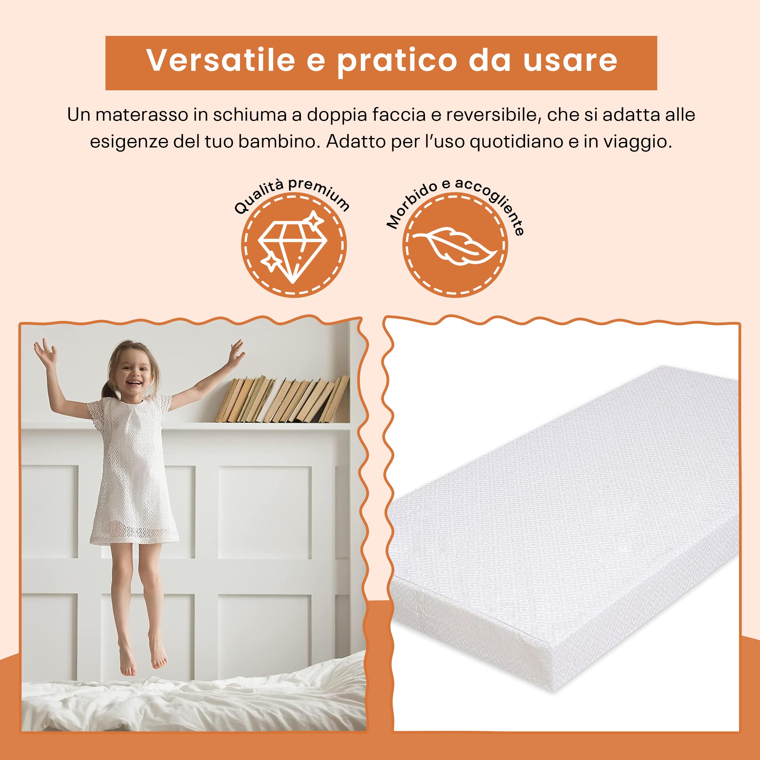 Materasso in schiuma fredda 60x120 | Materass per lettino, Materass per lettino per bambini, Materasso anti-soffocamento Mettress singolo | Schiuma Mattereso culla per neonato