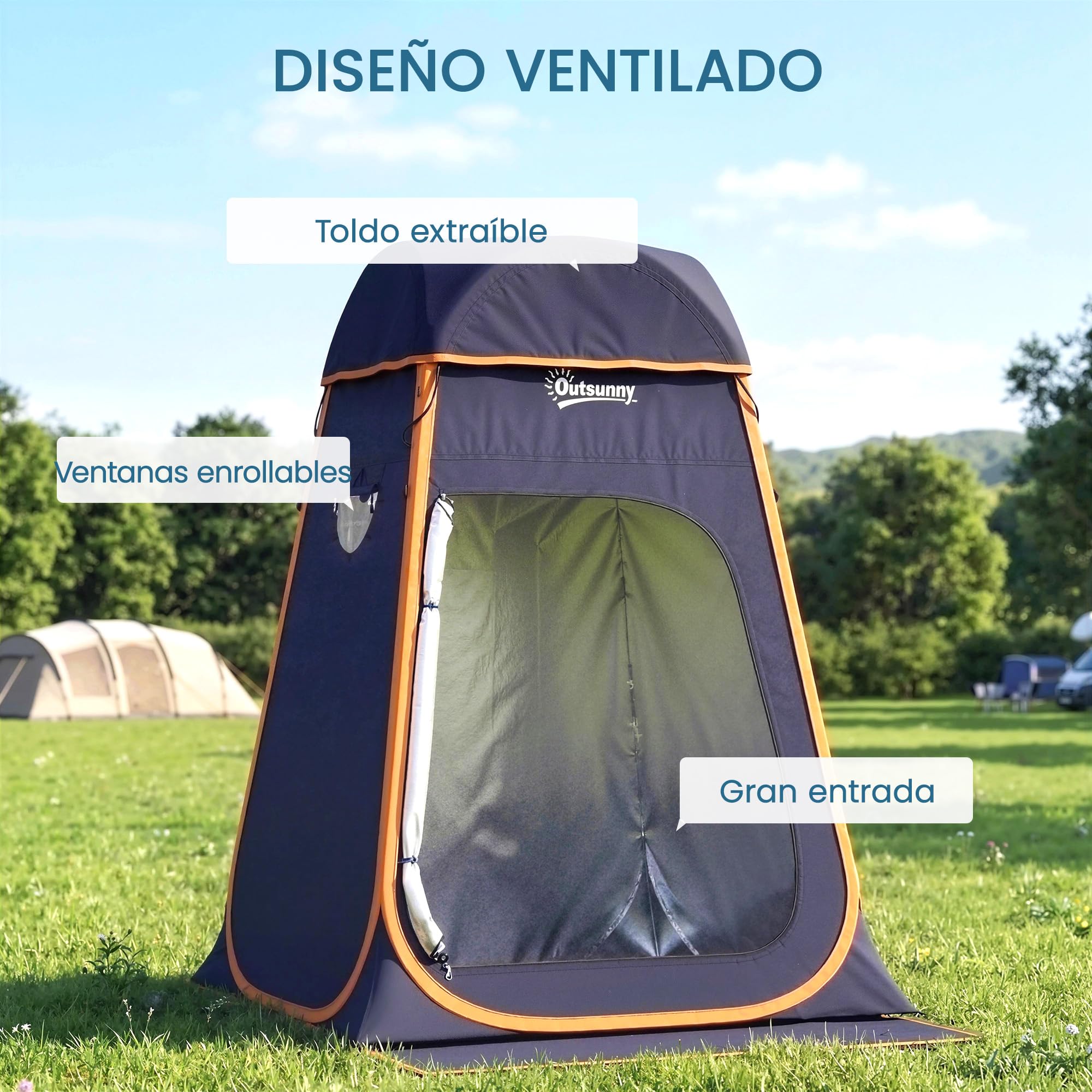 Outsunny Tienda de Campaña Instantánea Pop-Up 152x152x200 cm Azul Oscuro Impermeable 2000mm UV 30+