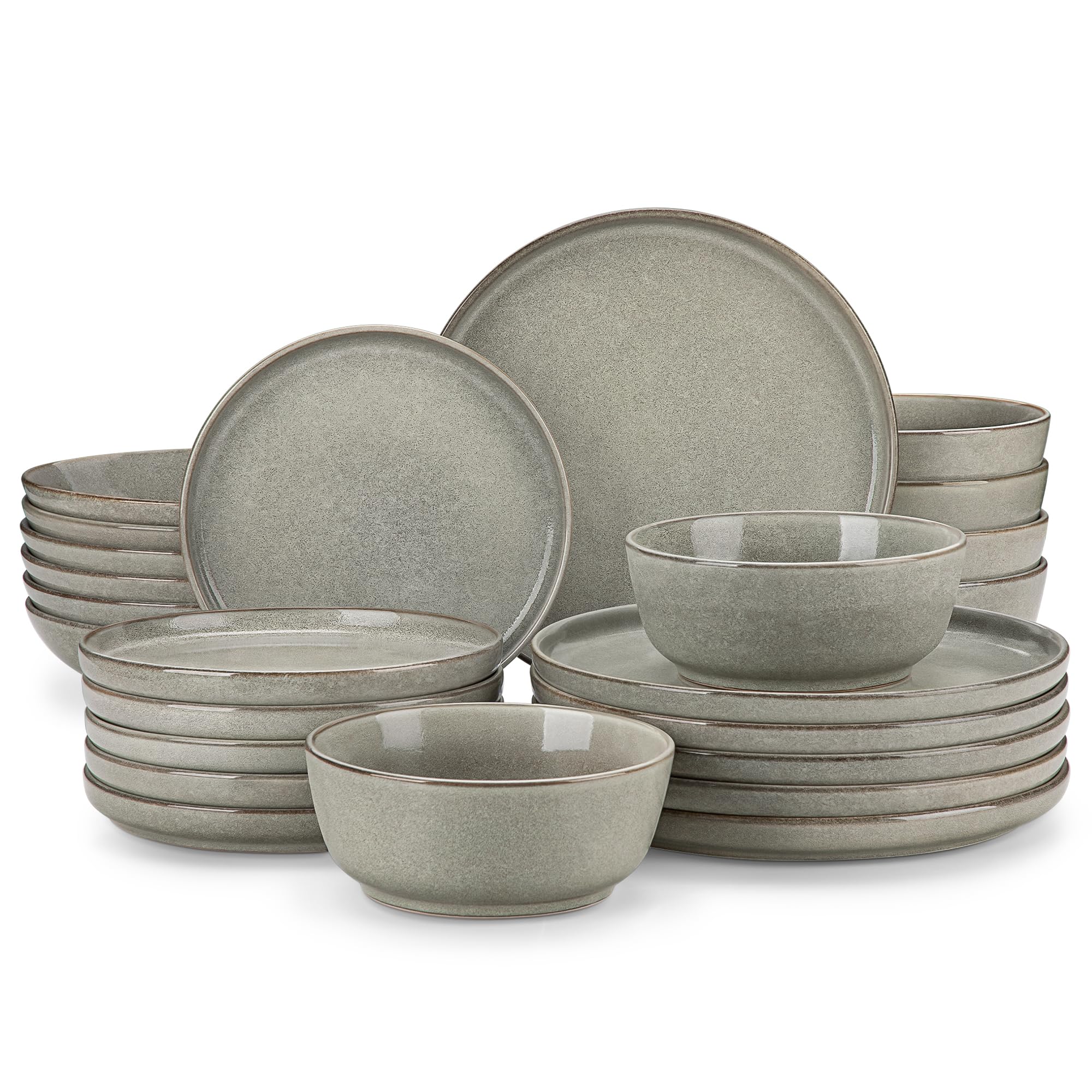 Photo 1 of vancasso ANYA 24 Pieces Plates and Bowls Set, Stone Grey Dinnerware Sets, Reactive Glaze Dishes Set for 6, Ceramic Dishware Sets Kitchen Dinner Set, Microwave & Dishwasher Safe