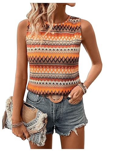 SOLY HUX Women's Summer Boho Tank Tops Geo Print Sleeveless