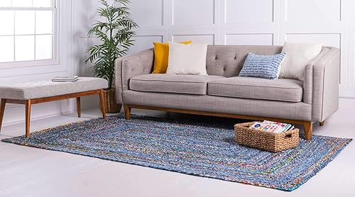 Miniatura 3 de Unique Loom Trenzado Chindi Collection - Alfombra casual moderna azulazul oscuro (2' 0 x 3' 0)