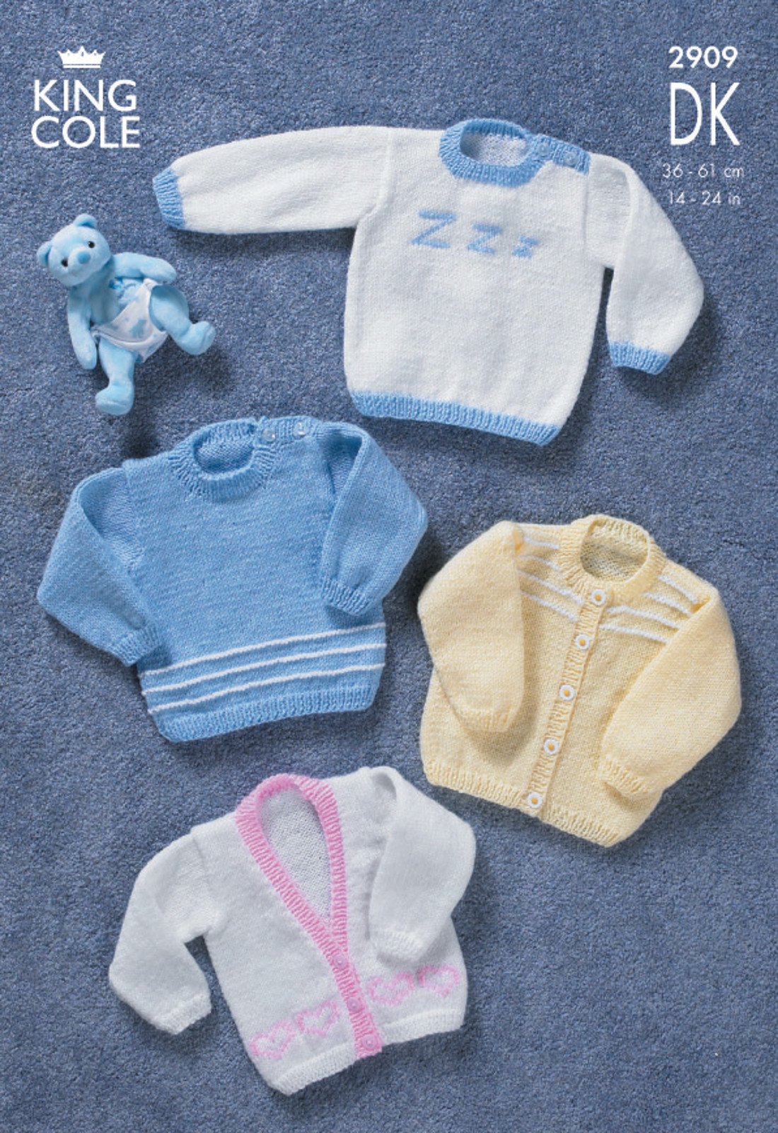 King Cole Knitting Pattern 2909 : Baby/Toddler DK Cardigans and Sweaters (14-24in) White