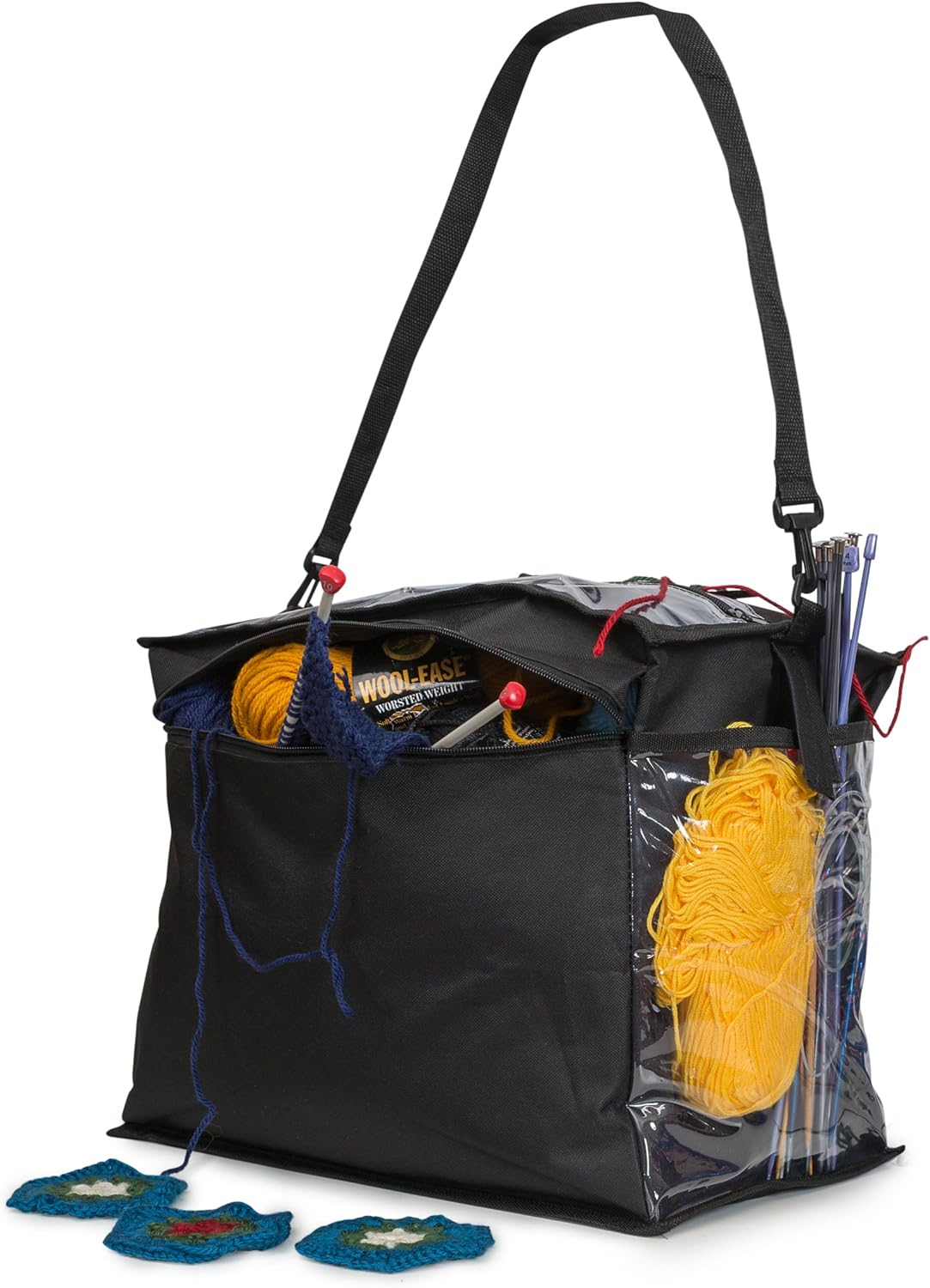 Besti製ニットオーガナイザー ポータブルニット糸ストレージバッグ 複数のポケット、個別のコンパートメント、キャリーショルダースト