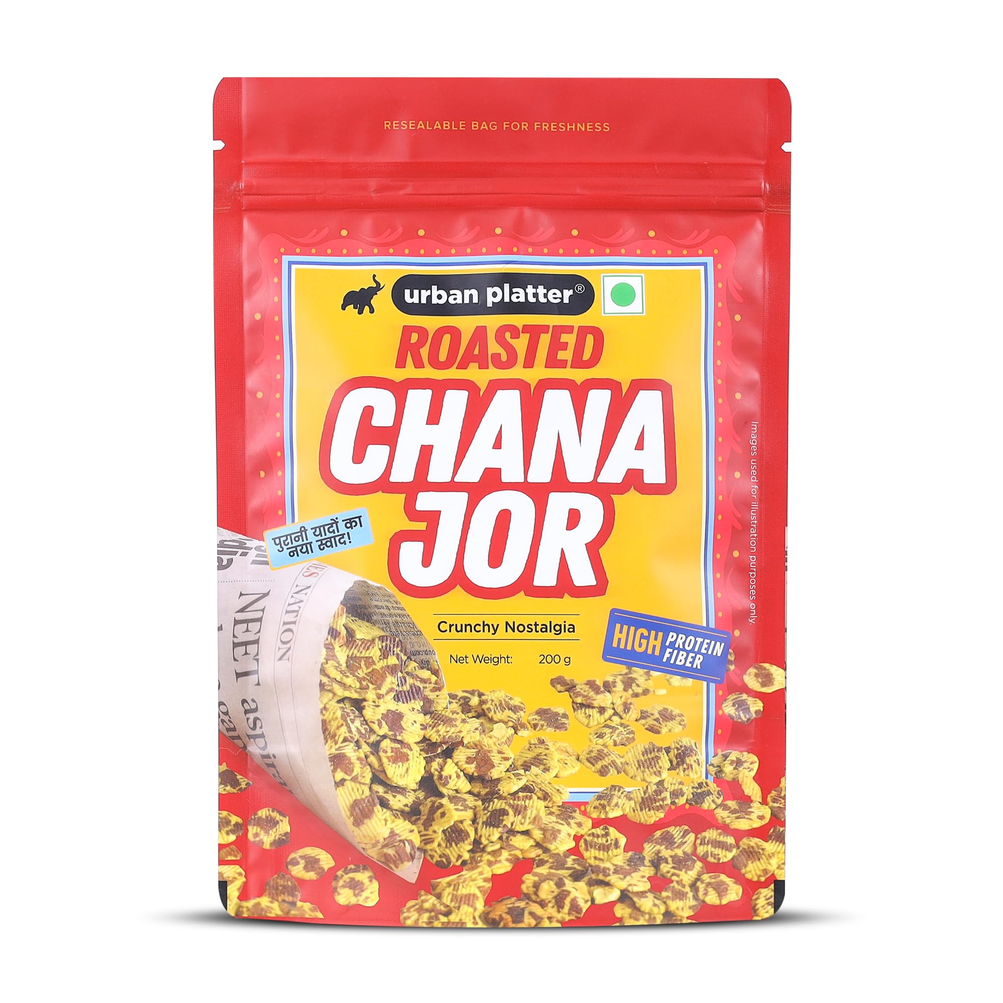 Urban Platter Roasted Chana Jor, 200g (High Protein, High Fiber, Palm-Oil Free | Non Fried Nostalgic Indian Snack | Flattened Whole Bengal Gram)-image-44