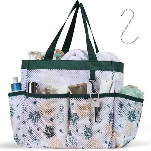 F-color Shower Caddy Portable - Mesh Shower Caddy Bag Basket Tote for College Dorm Room Essentials Bathroom Gym Camp Quick Dry Shower Bags for Women