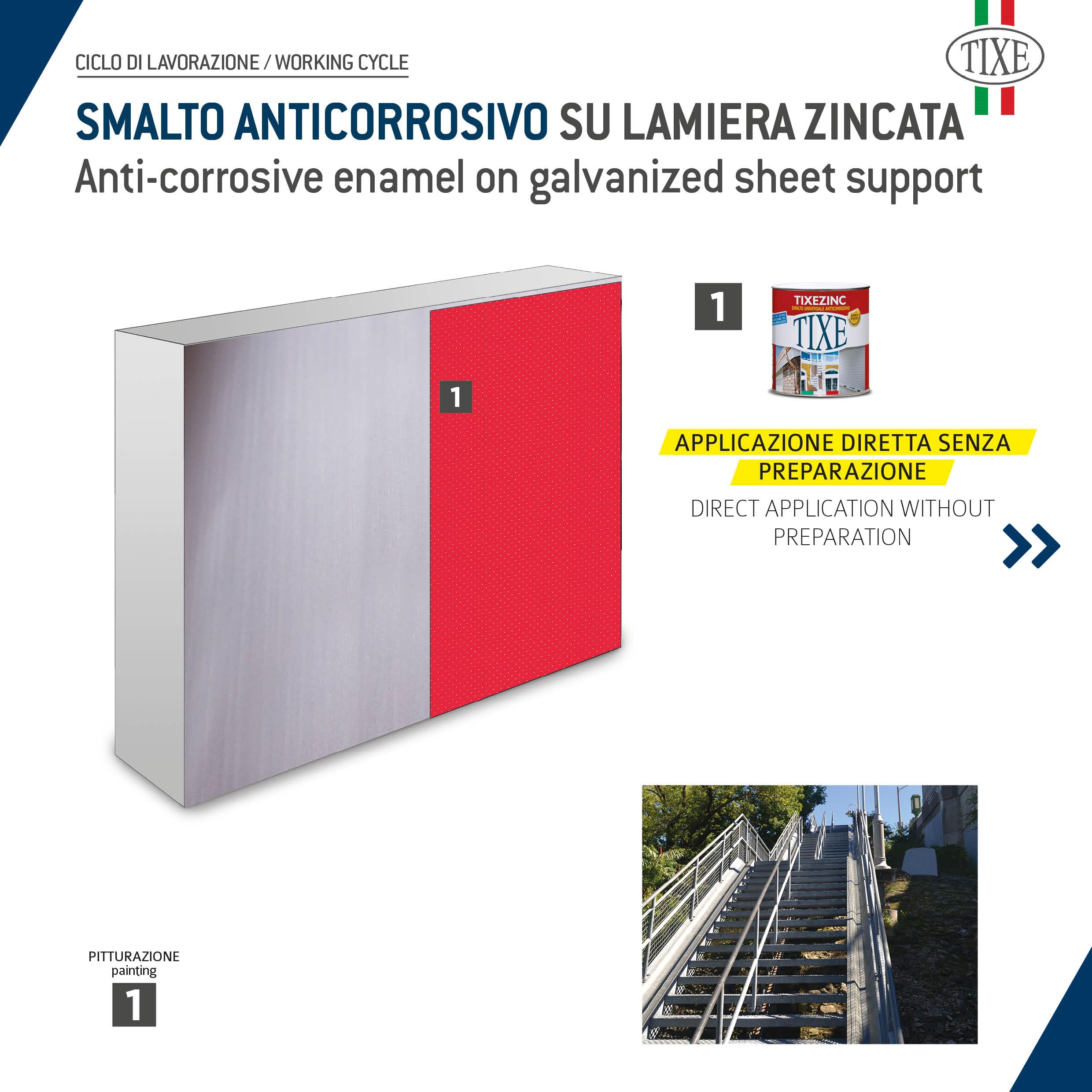 TIXE Tixezinc Smalto Universale Anticorrosivo, Bianco 2.5 Lt | Vernice Protettiva Anticorrosione a Finitura Lucide | Superfici Interne ed Esterne | Made in Italy