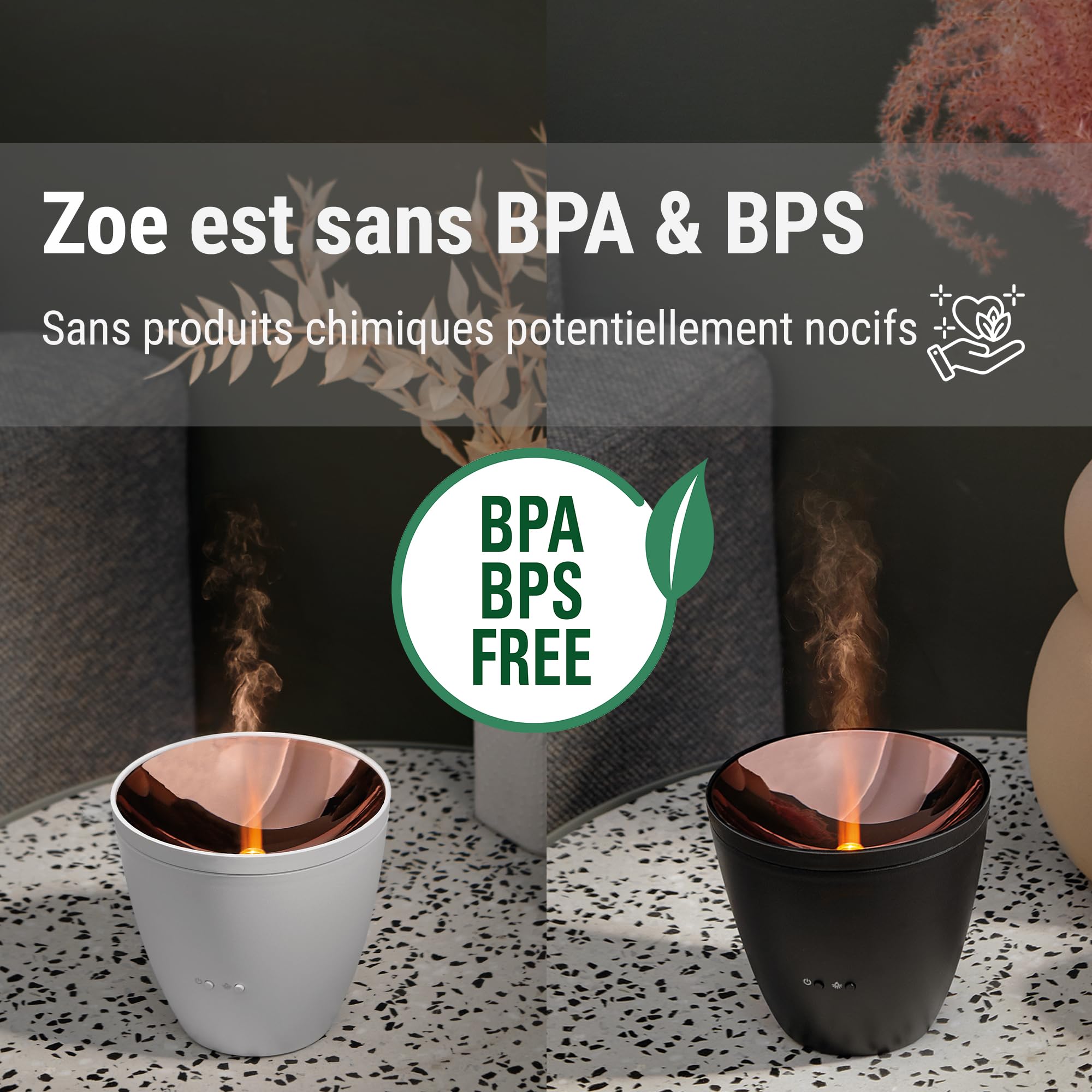 Stadler Form Z-001 Diffuseur d'Arômes Zoe Diffuse des Huiles Essentielles avec un Effet de Flamme Unique, pour une Aromathérapie Relaxante, Blanc