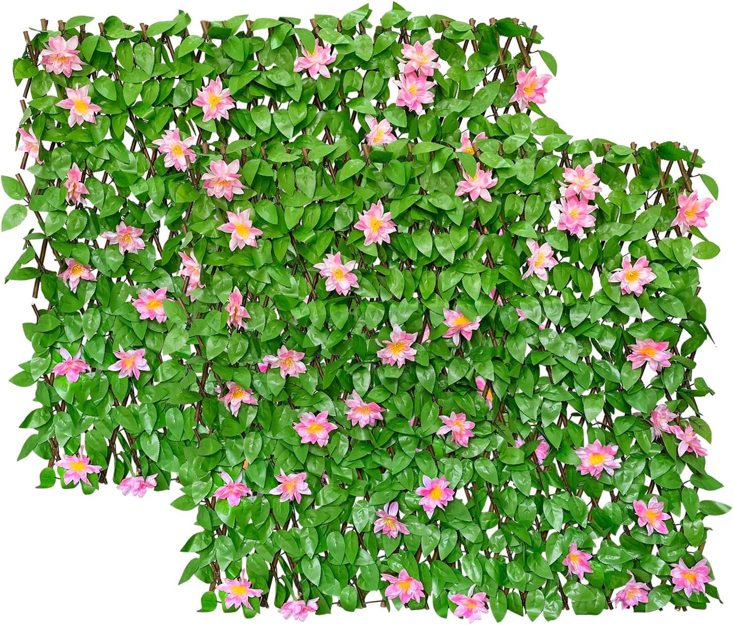 Expandable Faux Ivy Fence Privacy Screen for Patio Outdoor Balcony Bedroom Decor,Artificial Dark Green Maple Leaves Wall Decoration Fencing Panel(Single Sided Leaves)