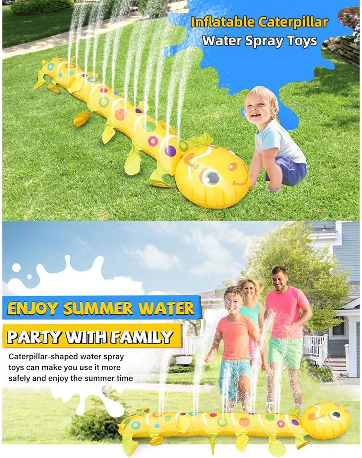 Outdoor Water Sprinkler - Caterpillar Soaker Play Toy, Cooling Backyard Garden Support, Summer Pool Party Comfort, Gear Compact Category, Fun Accessories for Boys, Girls, Adults