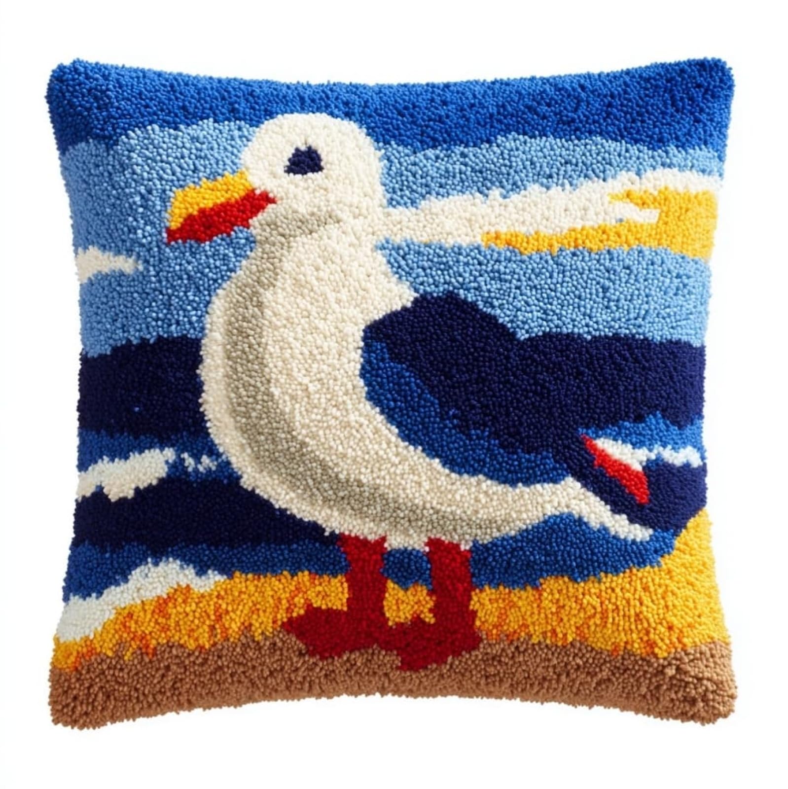 WallustrioaW Latch Hook Craft Cushion Kit 43x43cm,Seagull