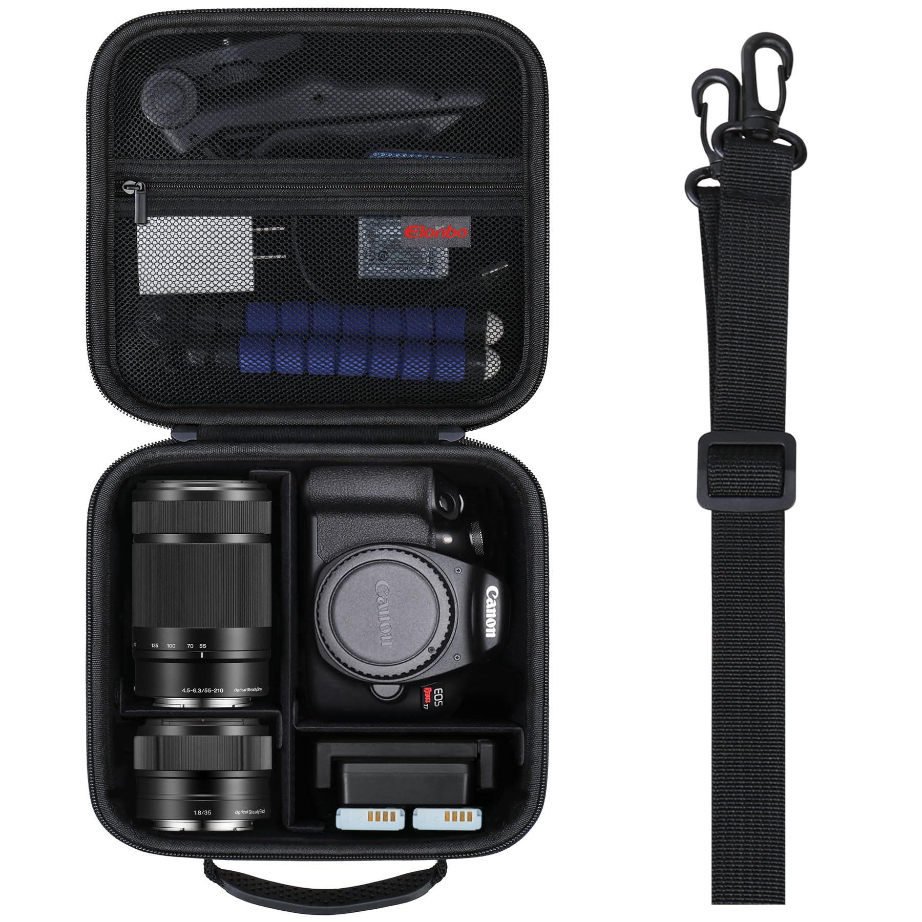 Elonbo Carrying Case for Canon EOS Rebel T7 DSLR Camera/ T6/ T5/ R50/ R100/ R5/ R5 Mark II/ R6 Mark II/ R7/ R8/ 90D/ T8i/5D Mark IV DSLR Camera, DSLR