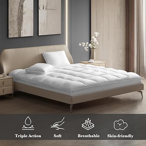 Miniatura 7 de Hotel Grand Cubrecolchón con Superficie Acolchada Tamaño King - Protector de Colchón Impermeable Funda de Almohadilla Acolchada Ajustable con
