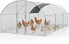 MISHAO Large Metal Chicken Coop Walk-in Poultry Cage for Chicken Run 1 Tube Heavy Duty Hen House wDome Roof, 2 Doors & Waterproof Anti-UV Cover for Outdoor Yard Farm Use 19.69x9.84x6.56ft