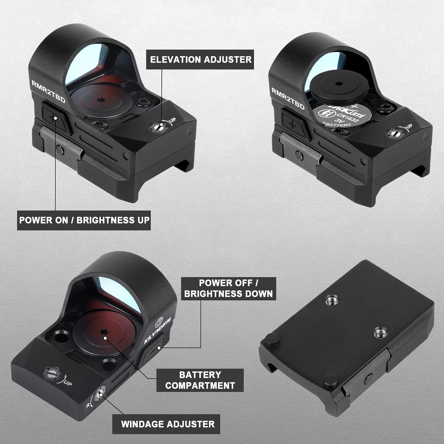 Shake to Wake Red Dot Mini Reflex Sight - 2 MOA Reflex Sight for RMR Footprint Optics