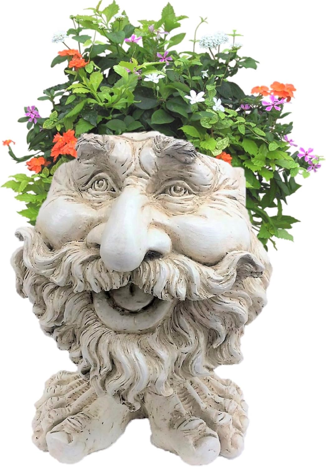 homestyles 13 in. Antique White Ole Salty The Muggly Statue Face Planter Holds 5 in. Pot