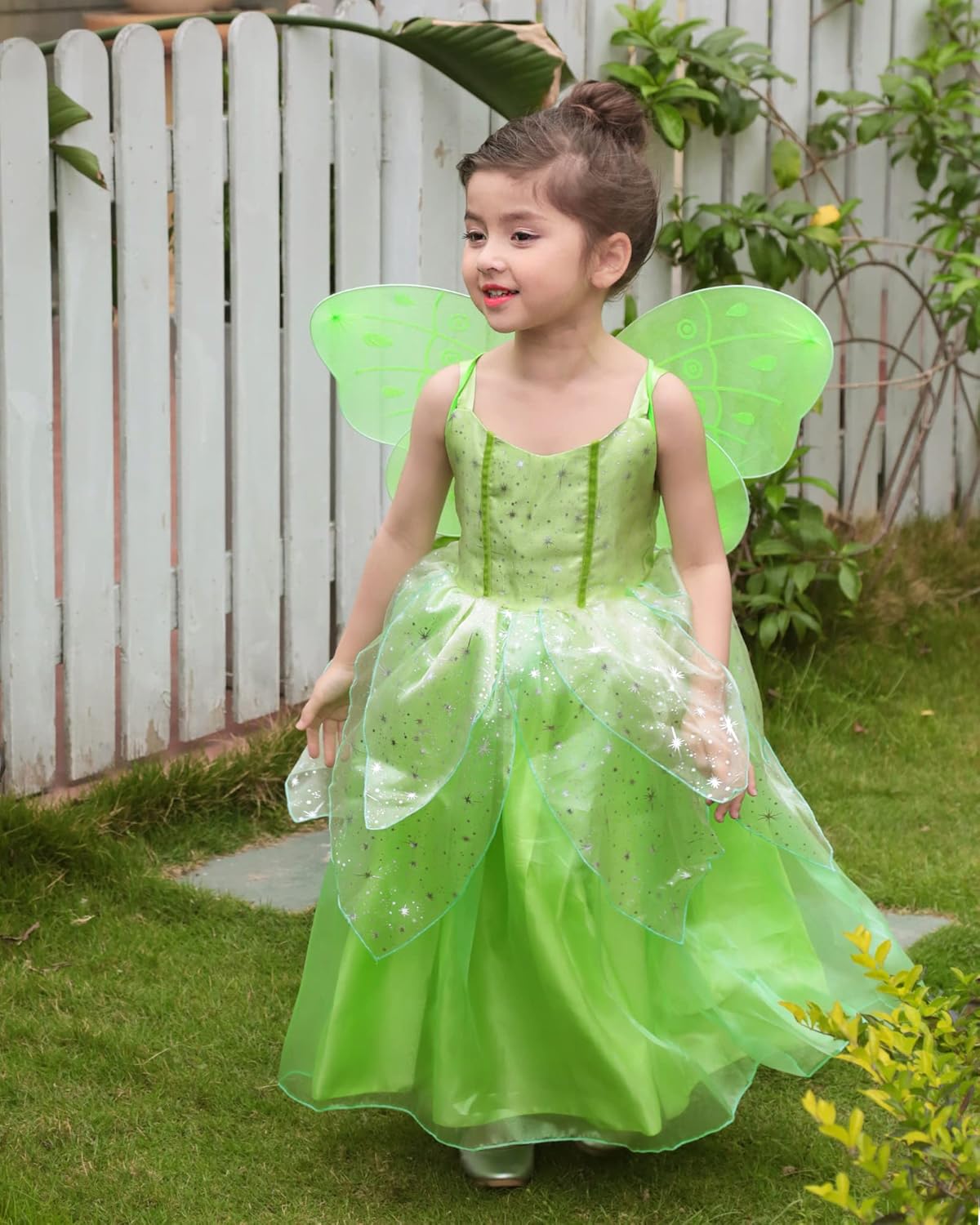Princess Tinker Bell Halloween Costume for Girls, Birthday Party Fairy Dress Up, Special Occasion Dress with Wings