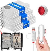 Vacuum Storage Bags with Electric Pumps, 12-Pack Vacuum Bags for Clothes Travel, Reusable, Suitable for Clothing storage, Travel, Luggage and Suitcase Storage