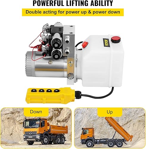 Miniatura 4 de VEVOR Bomba hidráulica Unidad de potencia hidráulica de doble efecto Solenoide doble Paquete de energía hidráulica Bomba de energía hidráulica de 12